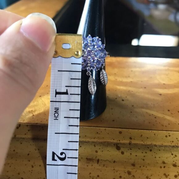 Natural Tanzanite Sterling Silver Ring Size 6 - Picture 8 of 9